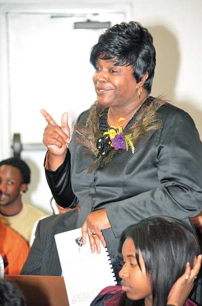 FIRST LADY CHARLINE BROOKS gives words of encouragement.  