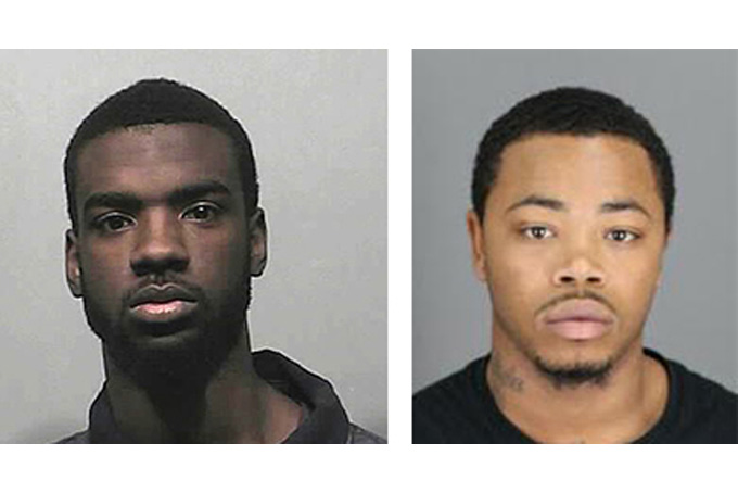 These undated police photos provided by the Washtenaw County Sheriff's Department and the Harper Woods Police Department, respectively, via the Detroit News show Ed Jemeal Thomas, 20, left, and Kristopher Kaivon Pratt, 19. Thomas and Pratt are in custody in connection with the shooting of an Eastern Michigan University football player found dead in October at his off-campus apartment building, the university reported Monday, Nov. 25, 2013. (AP Photo/Washtenaw County Sheriff's Department, Harper Woods Police Department via Detroit News)