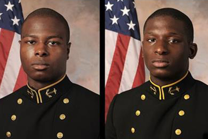 July, 24, 2013, file photos provided by the U.S. Navy Football team, show Midshipman Eric Graham, left, and Midshipman Josh Tate. (AP Photo/U.S. Navy Football, File)