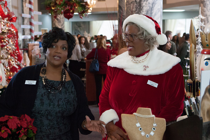 This image released by Lionsgate shows Anna Maria Horsford, left, and Tyler Perry in a scene from "Tyler Perry's A Madea Christmas." (AP Photo/Lionsgate, KC Bailey)