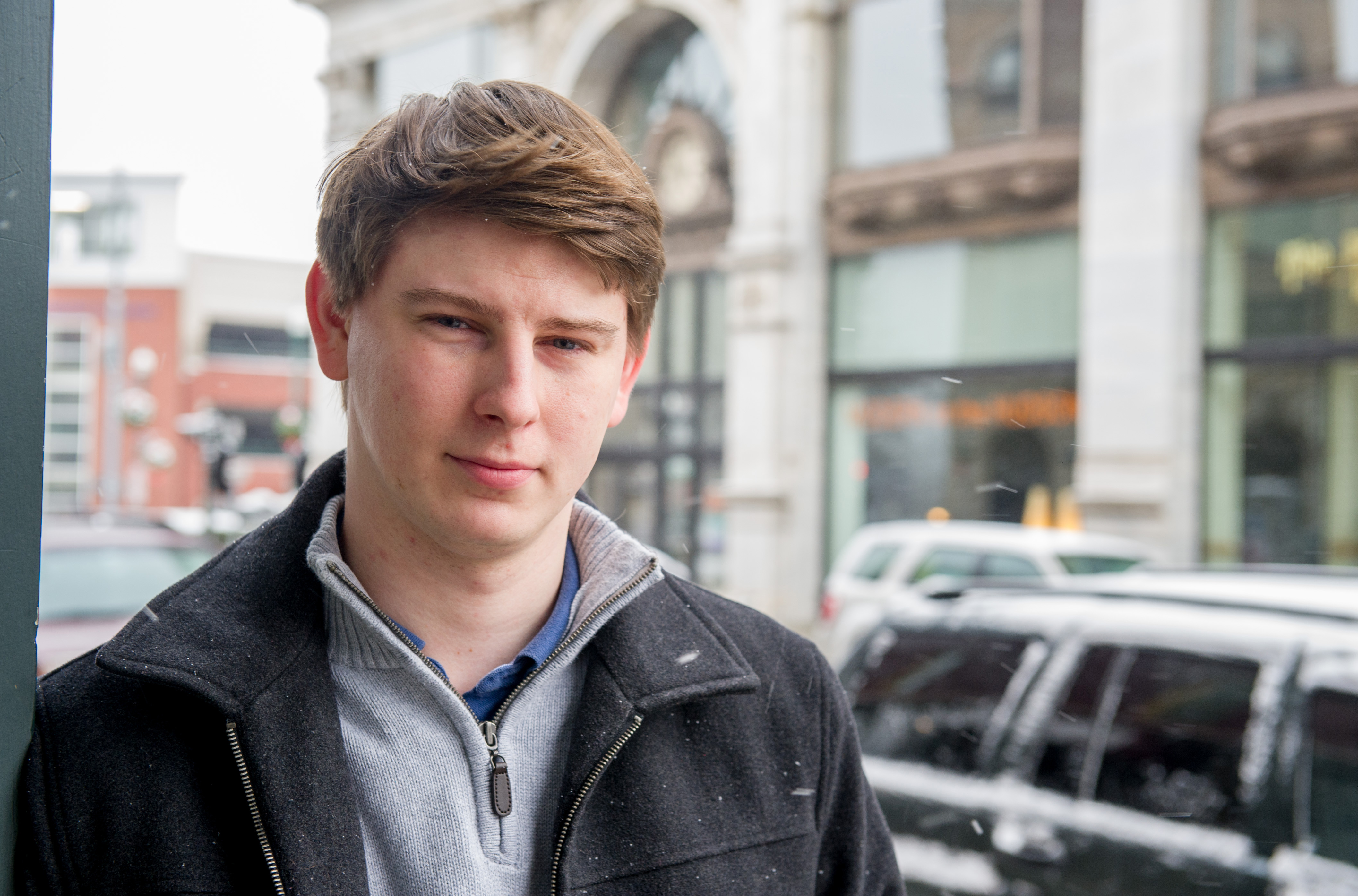  Bart Murawski, 27 poses outside a coffee shop Tuesday, Nov. 26, 2013, in Troy, N.Y. You can take our word for it: Americans don’t trust each other anymore. (AP Photo/Shannon DeCelle)