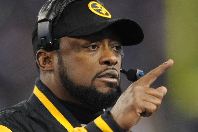 Pittsburgh Steelers head coach Mike Tomlin directs players on the sideline in the first half of an NFL football game against the Baltimore Ravens, Thursday, Nov. 28, 2013, in Baltimore. (AP Photo/Gail Burton)