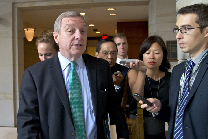 Sen. Dick Durbin, D-Ill., one of the leading proponents of sentencing reform, walks at the Capitol in Washington. (AP Photo/J. Scott Applewhite, File)