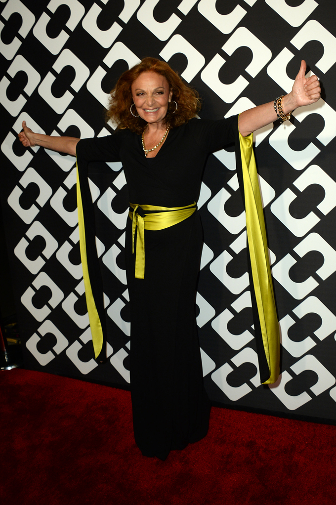 Diane Von Furstenberg attends the DVF Journey of a Dress 40th Anniversary Party at Wilshire May Company Building on Jan. 10, 2014 in Los Angeles.(Photo by Jordan Strauss/Invision/AP)   