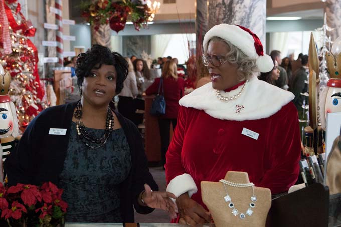 This image released by Lionsgate shows Anna Maria Horsford, left, and Tyler Perry in a scene from "Tyler Perry's A Madea Christmas. (AP Photo/Lionsgate, KC Bailey)