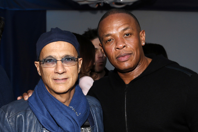 This Feb. 10, 2013 file photo shows music industry entrepreneur Jimmy Iovine, left, and hip-hop mogul Dr. Dre at a Grammy Party in Los Angeles. (Photo by Todd Williamson/Invision/AP, file)