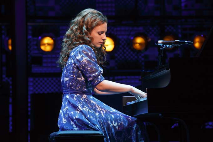 This image released by the The O+M Co. shows, Jessie Mueller as Carole King in Beautiful - The Carole King Musical on Broadway at the Stephen Sondheim Theater. (AP Photo/The O+M Co., Joan Marcus)