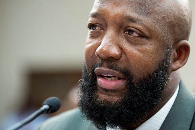 Tracy Martin, father of Trayvon Martin, speaks on Capitol Hill during a forum entitled "The Status of Black Males: Ensuring Our Boys Mature Into Strong Men." (AP Photo/File)