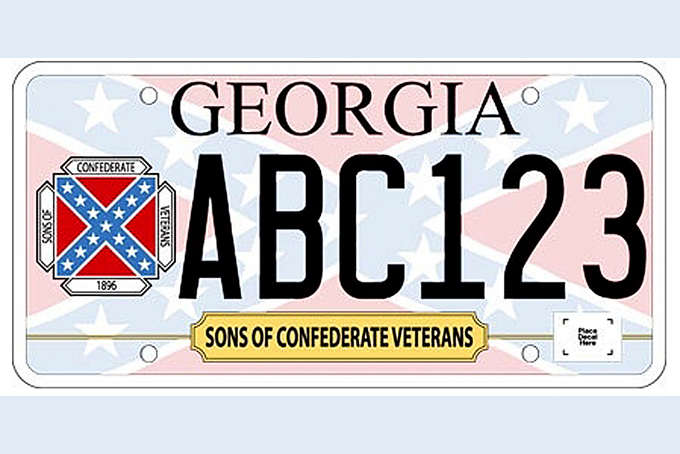 In this undated image released by the Georgia Department of Revenue, a new Georgia car tag is shown. (AP Photo/Georgia Department of Revenue)
