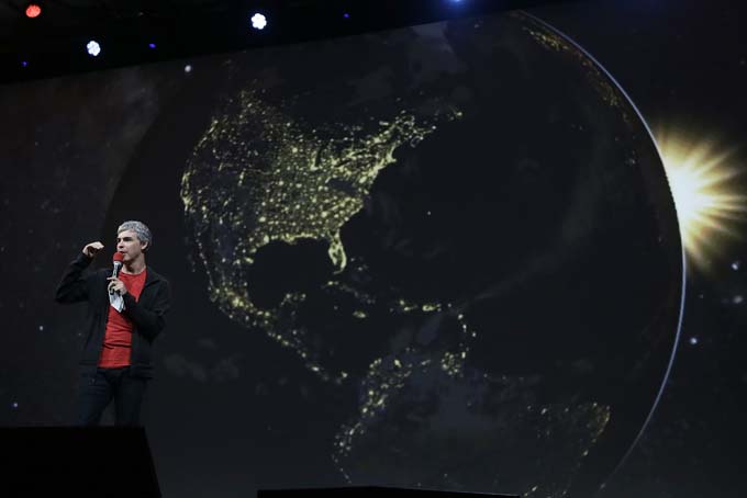 In this Wednesday, May 15, 2013, photo, Larry Page, Google's co-founder and chief executive, speaks during the keynote presentation at Google I/O 2013 in San Francisco. (AP Photo/Jeff Chiu, File)