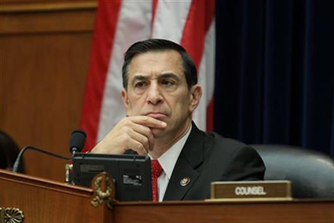  House Committee on Oversight and Government Reform Chairman Rep. Darrell Issa, R-Calif., listens as Sen. Marco Rubio, R-Fla. testifies before the committee's hearing entitled: "ObamaCare: Why the Need for an Insurance Company Bailout?, on Capitol Hill in Washington, Wednesday, Feb. 5, 2014. (AP Photo/Lauren Victoria Burke)