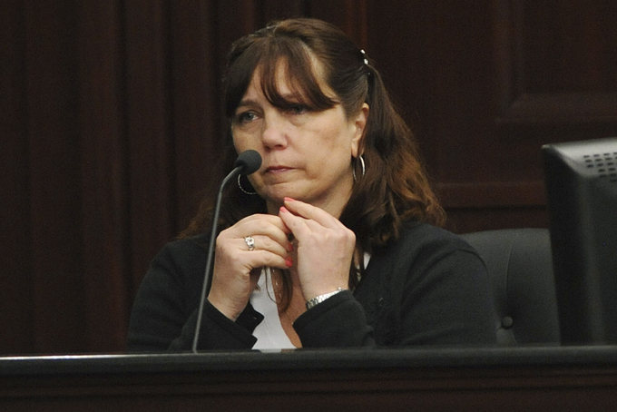  Rhonda Rouer, fiance of Michael Dunn testifies, Tuesday, Feb. 11, 2014 in Jacksonville, Fla.  (AP Photo/The Florida Times-Union, Bob Mack, Pool)
