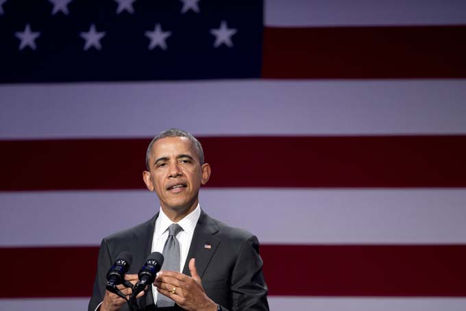  In this Tuesday, Feb. 25, 2014 file photo, President Barack Obama speaks at the National Organizing Summit in Washington. (AP Photo/Manuel Balce Ceneta, file)