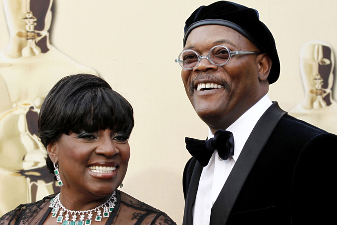 FILE - This March 7, 2010 file photo shows actor Samuel L. Jackson and his actress wife LaTanya Richardson at the 82nd Academy Awards in the Hollywood section of Los Angeles. Richardson Jackson, who was last on Broadway in the Tony-winning 2009 revival of “Joe Turner's Come and Gone,” was asked on to take over for Diahann Carroll in next month’s Broadway revival of "A Raisin in the Sun." (AP Photo/Matt Sayles, File)
