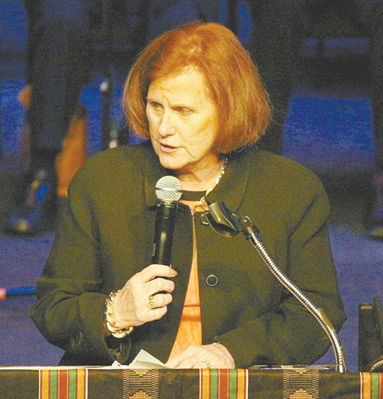 ANNIE HANNA CESTRA, chair of  the Urban League of Pittsburgh board, giving closing remarks.  