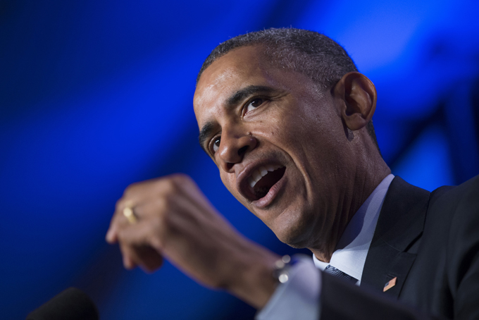 In this Feb. 20, 2015 file photo, President Barack Obama speaks in Washington. The rich aren’t taxed enough and the middle-class is taxed too much. As for your taxes, you probably think they’re too high as well. Those are the results of a new Associated Press-GfK poll, which found that most Americans support President Barack Obama’s proposal to raise investment taxes on high-income families. The findings echo the populist messages of Sens. Elizabeth Warren and Bernie Sanders, two liberals being courted by the progressive wing of the Democratic Party to run for president in 2016. The findings also add weight to Obama’s new push to raise taxes on the rich and use some of the revenue to lower taxes on the middle class. (AP Photo/Evan Vucci, File)