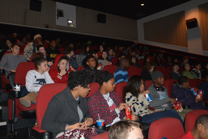  Students in the movie theatre waiting for the movie, ‘Selma’ to begin.