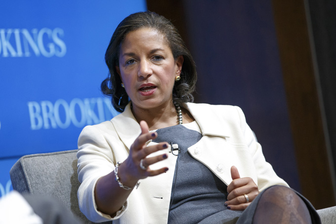 In this Feb. 6, 2015 file photo, National Security Adviser Susan Rice speaks at the Brookings Institution in Washington. In a move that may ease _ or exacerbate _ spiraling tensions with Israel over a potential Iran nuclear deal, the White House has decided against snubbing America’s leading pro-Israel lobby and will send President Barack Obama’s national security adviser and U.N. ambassador to address its annual policy conference. (AP Photo/J. Scott Applewhite, File)