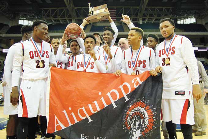 UNDEFEATED CHAMPS—Aliquippa players celebrate after winning the WPIAL Class AA championship over Seton-LaSalle. (Photos by William McBride)