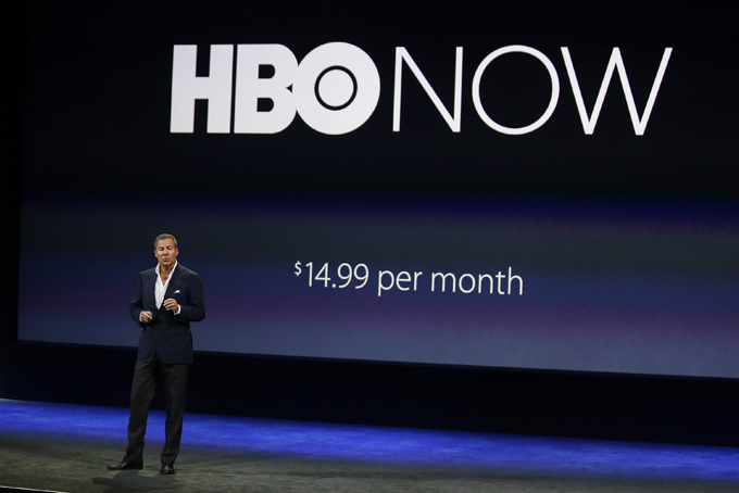 In this March 9, 2015 file photo, Richard Plepler, CEO of HBO, talks about HBO Now for Apple TV during an Apple event in San Francisco. For the first time, Americans will be able to subscribe to HBO without a cable or satellite TV subscription. (AP Photo/Eric Risberg, File)