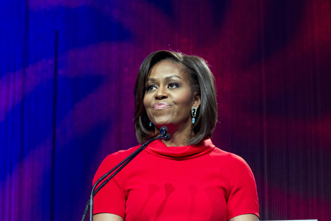 In this Feb. 26, 2015 file photo, First lady Michelle Obama speaks in Washington. (AP Photo/Jose Luis Magana, File)