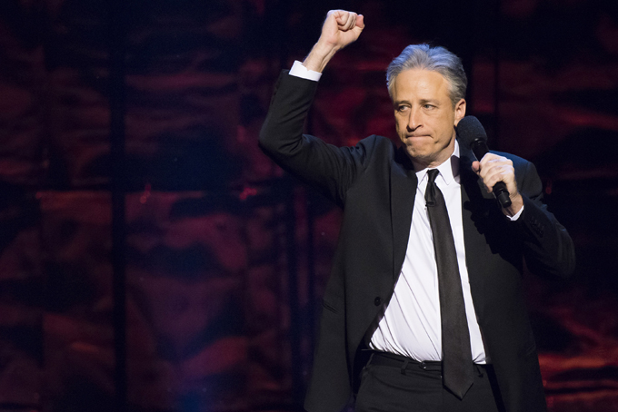 Jon Stewart hosts Comedy Central's "Night of Too Many Stars: America Comes Together for Autism Programs" at the Beacon Theatre on Saturday, Feb. 28, 2015, in New York. (Photo by Charles Sykes/Invision/AP)
