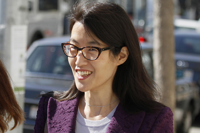 Ellen Pao leaves the Civic Center Courthouse during a lunch break in her trial Tuesday, Feb. 24, 2015, in San Francisco. (AP Photo/Eric Risberg)