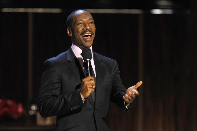 In this Nov. 3, 2012 file photo, Eddie Murphy addresses speaks at the close of "Eddie Murphy: One Night Only," a celebration of Murphy's career at the Saban Theater in Beverly Hills, Calif. (Photo by Chris Pizzello/Invision, File)