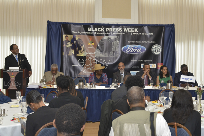 NNPA President Benjamin F. Chavis, Jr. moderates panel on the Black Press (NNPA Photo by Freddie Allen)