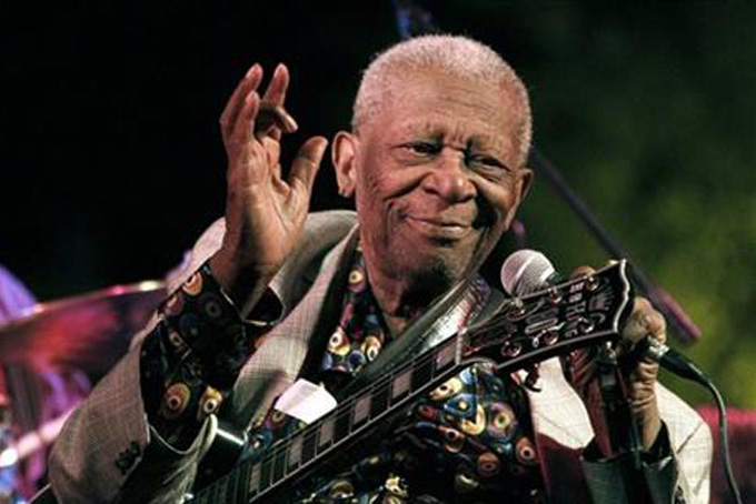 In this Aug. 22, 2012 photograph, the then 86-year-old B.B. King thrills a crowd of several hundred people at the annual B.B. King Homecoming, a free concert on the grounds of an old cotton gin where he worked as a teenager many years ago, in Indianola, Miss. Festival organizers said this year's festival was to have been a tribute to the then living King, who died May 14, 2015. Now they are calling it a memorial celebration. (AP Photo/Rogelio V. Solis, File)