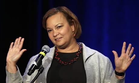 Lisa Jackson, Vice President of Environmental Initiatives at Apple Inc., speaks at the PUSHTech2020 Summit Wednesday, May 6, 2015, in San Francisco. (AP Photo/Ben Margot)