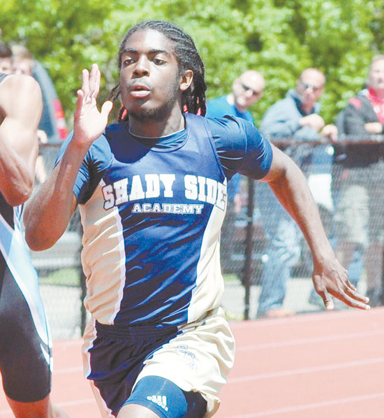 LOUIS BERRY of Shady Side Academy won the WPIAL AA 100-meter dash with a time of 10.87 seconds. 
