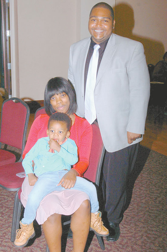 HAPPY FAMILY—Noah Oye, 2, with Jessica Harvey and Javon Ford.