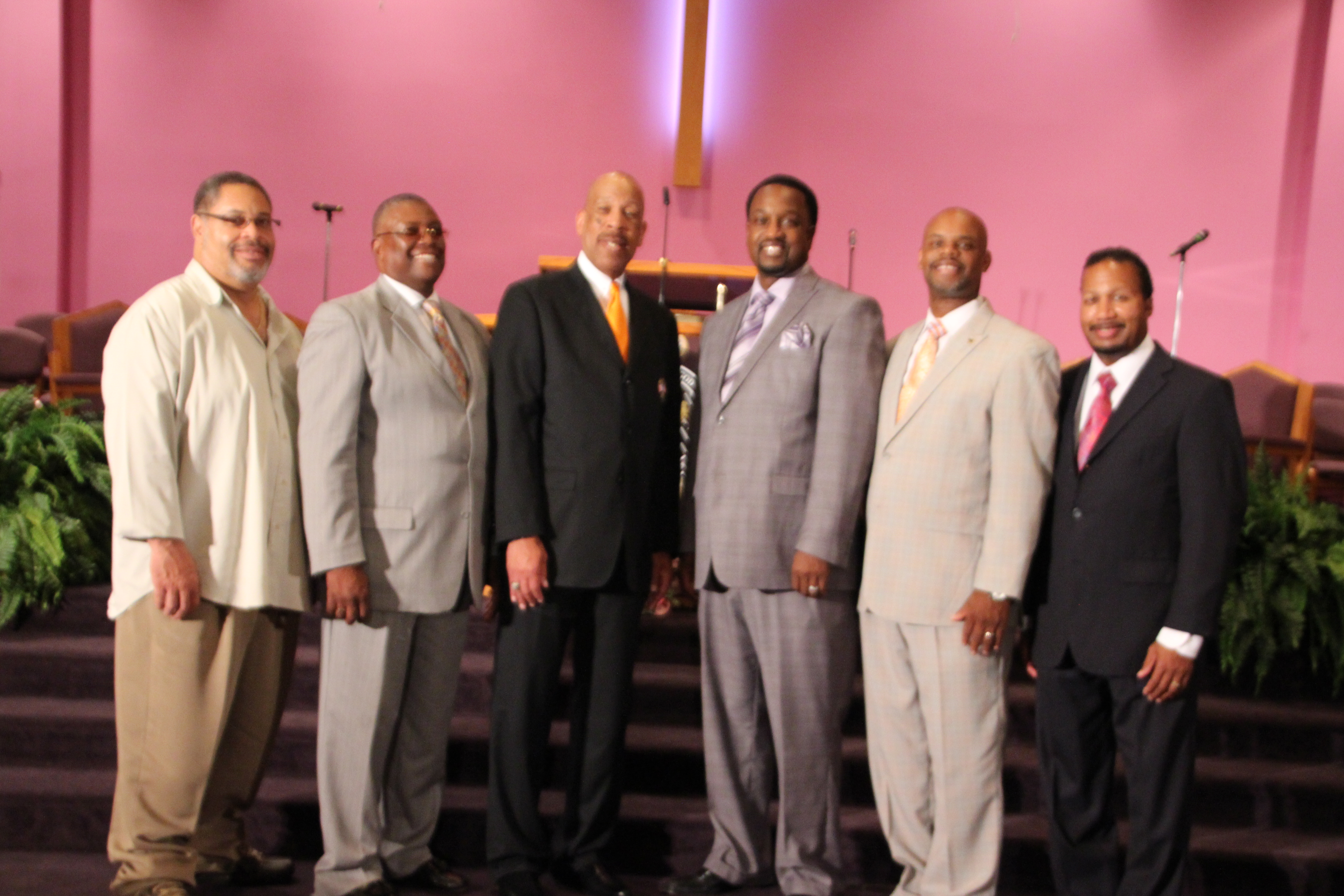 COUNCIL OF CHRISTIAN MEN—From left: Shelbie Wright, William Sutherland, Eugene Mitchell, Rev. Art Sheffey, Rev. Terrence Davis and Min. Dana Hodge.