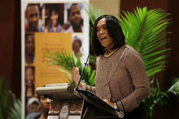  Baltimore State Attorney Marilyn Mosby delivers the keynote address during the Women in NAACP Empowerment Forum and Brunch, Sunday, July 12, 2015, in Philadelphia. The event was a part of the NAACP's 106th Annual National Convention, running through July 15. (AP Photo/Matt Slocum)