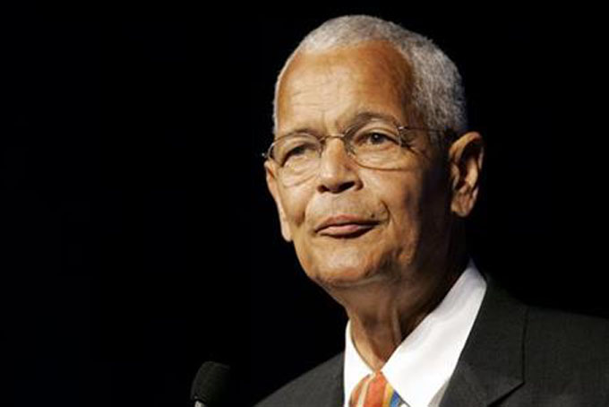 In this July 8, 2007, file photo shows NAACP Chairman Julian Bond addresses the civil rights organization's annual convention in Detroit. Bond, a civil rights activist and longtime board chairman of the NAACP, died Saturday, Aug. 15, 2015, according to the Southern Poverty Law Center. He was 75. (AP Photo/Paul Sancya, File)