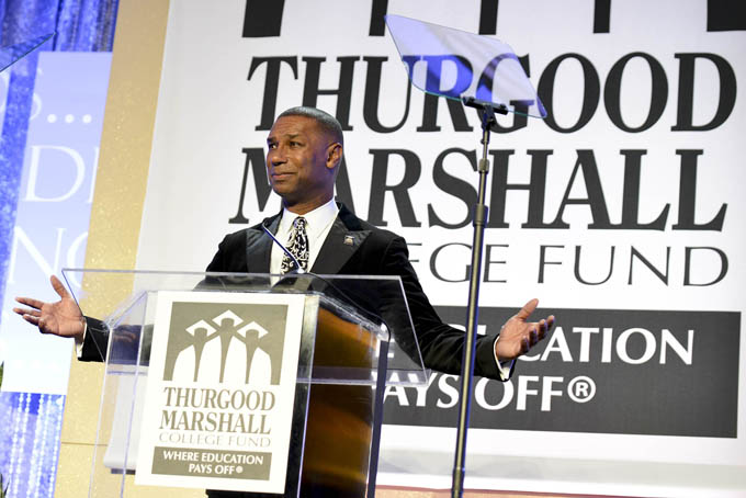 Johnny Taylor, the president and CEO of the Thurgood Marshall College Fund (TMCF), speaks during the TMCF 26th Annual Awards Gala in Washington, D.C. (Freddie Allen/NNPA News Wire)