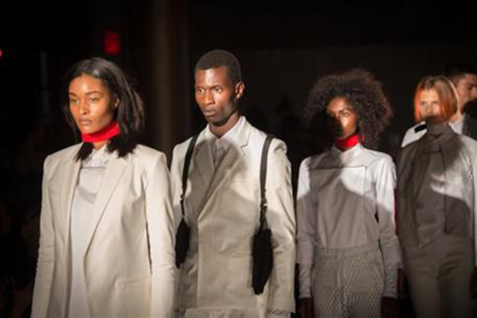 The Pyer Moss Spring 2016 collection is modeled during Fashion Week in New York on Sept. 10, 2015. (AP Photo/Bryan R. Smith)