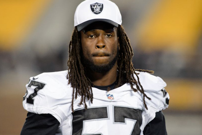 Police reportedly believe Raiders LB Ray-Ray Armstrong bared his chest and barked at a police K-9 on Sunday before asking the deputy handling the dog to release it. (Hannah Foslien / Getty Images 