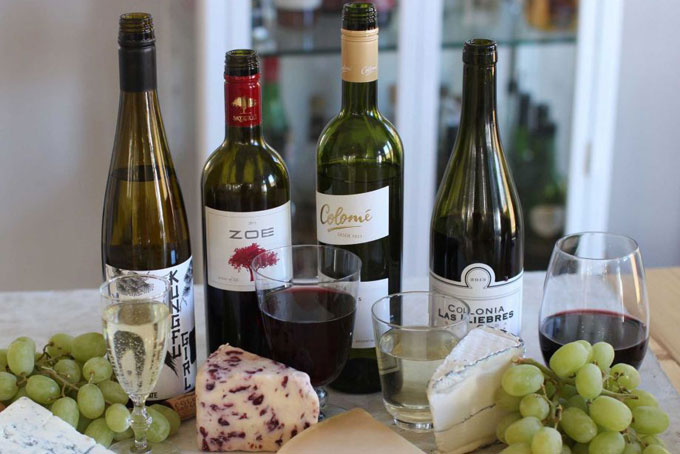 PRICE IS RIGHT—Four wines for under $15, from left to right, “Kungfu Girl,” a Columbia Valley riesling from Washington state; “Zoe,” red peloponnese from Greece; Colome, from Argentina; and Colonia, also from Argentina. (AP Photo/Matthew Mead)