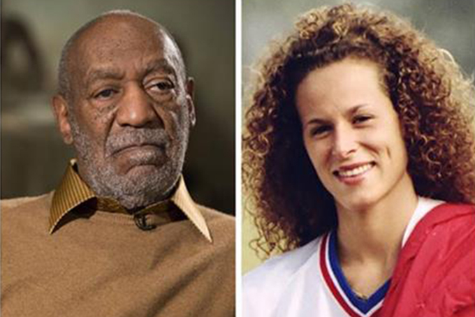 In this combination of file photos, entertainer Bill Cosby pauses during an interview in Washington on Nov. 6, 2014, and Andrea Constand poses for a photo in Toronto on Aug. 1, 1987. (AP Photo/Evan Vucci, left, and Ron Bull/The Toronto Star/The Canadian Press via AP, right) 