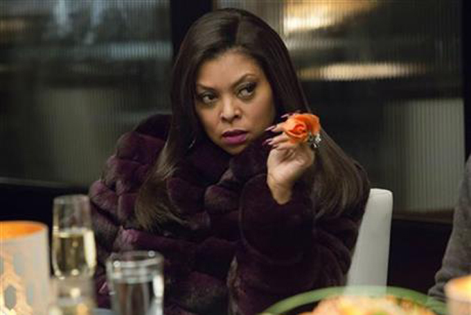 This file image released by Fox shows Taraji P. Henson, as Cookie, in a scene from "Empire." Premiering on Fox in January, "Empire" proved viewers of all colors can be colorblind in their series choices, making this melodrama with its primarily African-America cast a rip-roaring smash hit, and launching Taraji P. Henson's fearless, outrageous Cookie as the year's breakout TV character. (AP Photo/Fox, Chuck Hodes, File)
