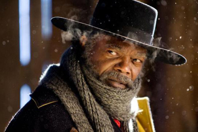 This image released by The Weinstein Company shows Samuel L. Jackson in a scene from "The Hateful Eight." The movie opens in U.S. theaters on Jan. 1, 2016. (Andrew Cooper/The Weinstein Company via AP)