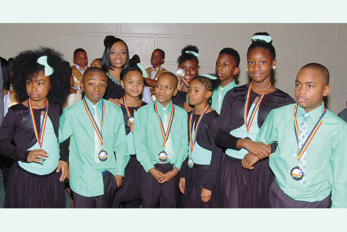 PITTSBURGH WEIL K-5—Silver Winners, led by principal Anthony Pipkin, not in order, are: Raheim Jefferson Heflin, Mikeiah Griffin, Stephen Johnson, Ayla Jah Kelso, Ramar Davenport Grant, Kamira Cannon, Curtis Mahaffey, Teauja Mckamey, Jamere Hill and Kiarah Watson. Captains were Hill and Watson. 