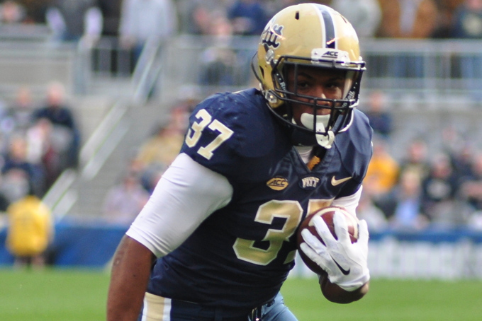 Pitt freshman running back Qadree Ollison from Niagara Falls NY was named ACC Conference Offensive Rookie of the Year, Ollison rushed for 1,048 yards and 10 touchdowns for the Panthers. (Courier Photo/William McBride/File)
