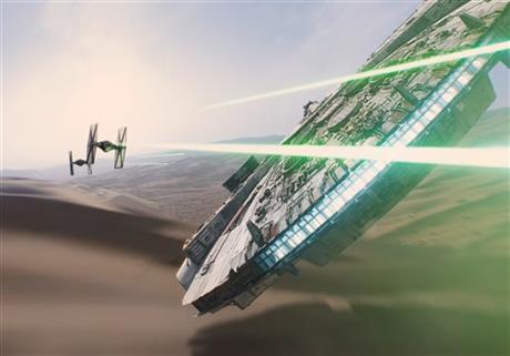 This photo provided by Disney/Lucasfilm shows a scene from the new film, "Star Wars: The Force Awakens." The movie releases in U.S. theaters on Dec. 18, 2015. (Film Frame/Disney/Lucasfilm via AP) 