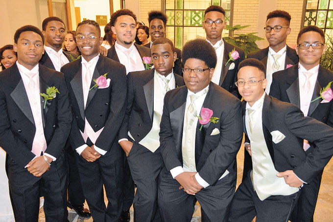 THE ESCORTS—In no order, Andre Miller, Langston Thurgood Brentley, Ben Walker, Cecil Price, Oscar Portis, Joseph Jones, Roman Ramsey, Zavier Fears, Ray Dean, Joseph Walker and E. Portis. (Photos by Debbie Norrell)
