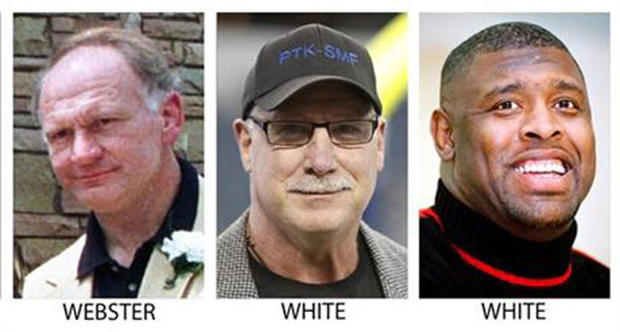  These are file photos showing members of the Super Bowl 50 Golden Team, selected Thursday, Jan. 28, 2016. From left are Mike Webster, Randy White and Reggie White. (AP Photo/File) 