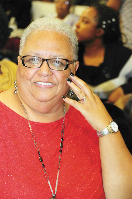KAREN PAYNE, former Wilkinsburg School director, showing her support.