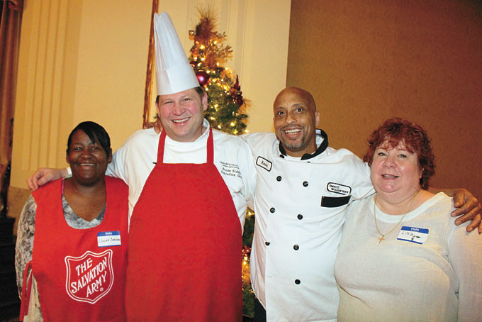 VOLUNTEERS—From left: Lenora Dorsette, Chef Brian Riddle, Kevin Brown and organizing volunteer Lisa Hilty.